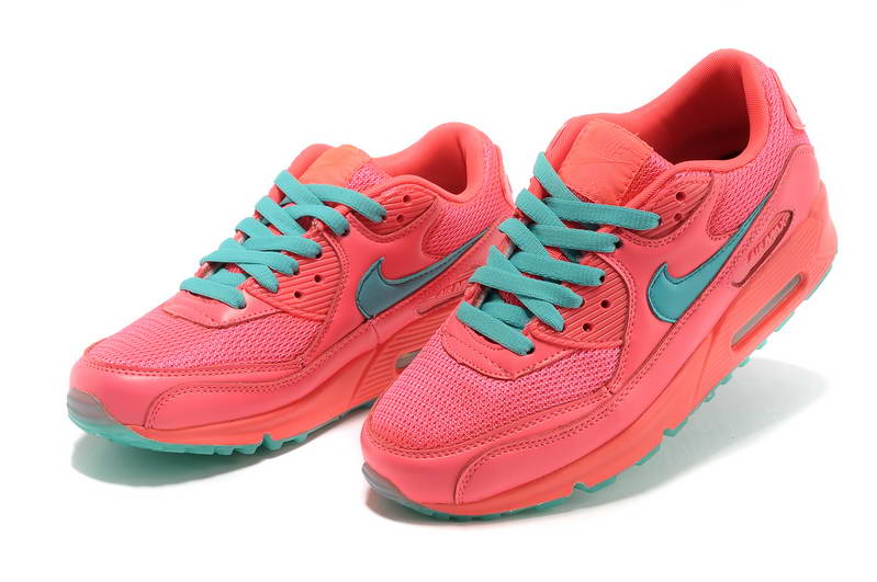 Nike Air Max 90 Mens et femmes arc chaussures rose bleu (4)